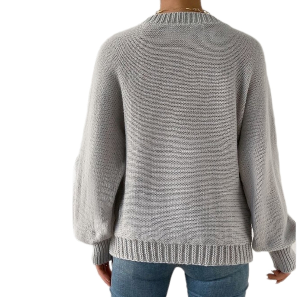 Classic Cross Loose Fit Lightweight Knit Gray Sweater - Picture 4 of 6